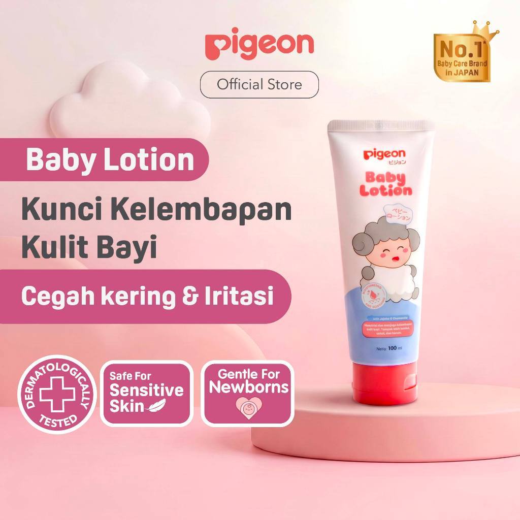 PIGEON Baby Lotion 100 ml Hypoallergenic Tanpa Pewarna untuk Wajah dan Badan Bayi