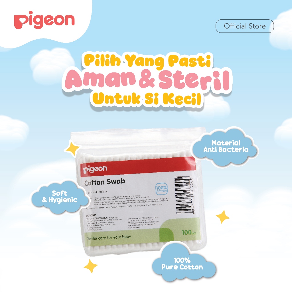 Pigeon Cotton Swab Cotton Buds Kapas Tangkai Lembut untuk Bayi & Anak Foto 8