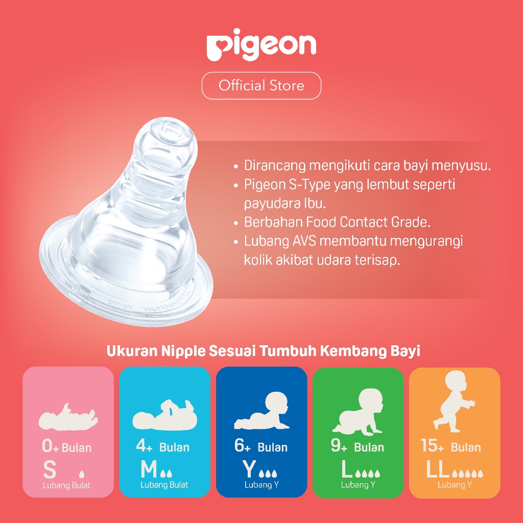 Dot Pigeon Peristaltic Slim Neck Nipple Ukuran L Box 2pcs Original Anti Kolik Foto 3