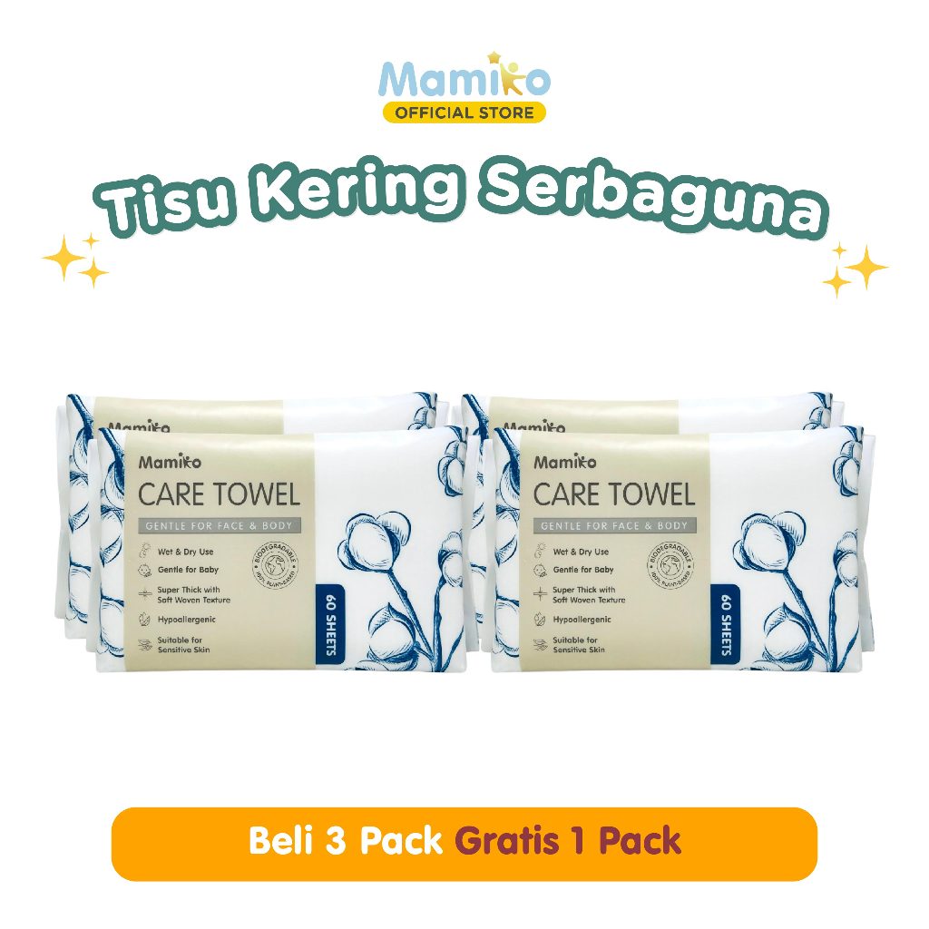 Mamiko Facial Care Towel Tisu Kering Bayi 60 Lembar Sisi 3D & Polos Tebal Foto 6