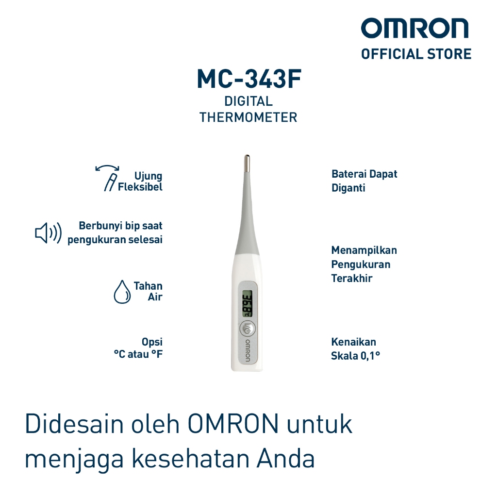 Termometer Digital OMRON MC-343F Pengukur Suhu Cepat Oral Rektal Ketiak Foto 2