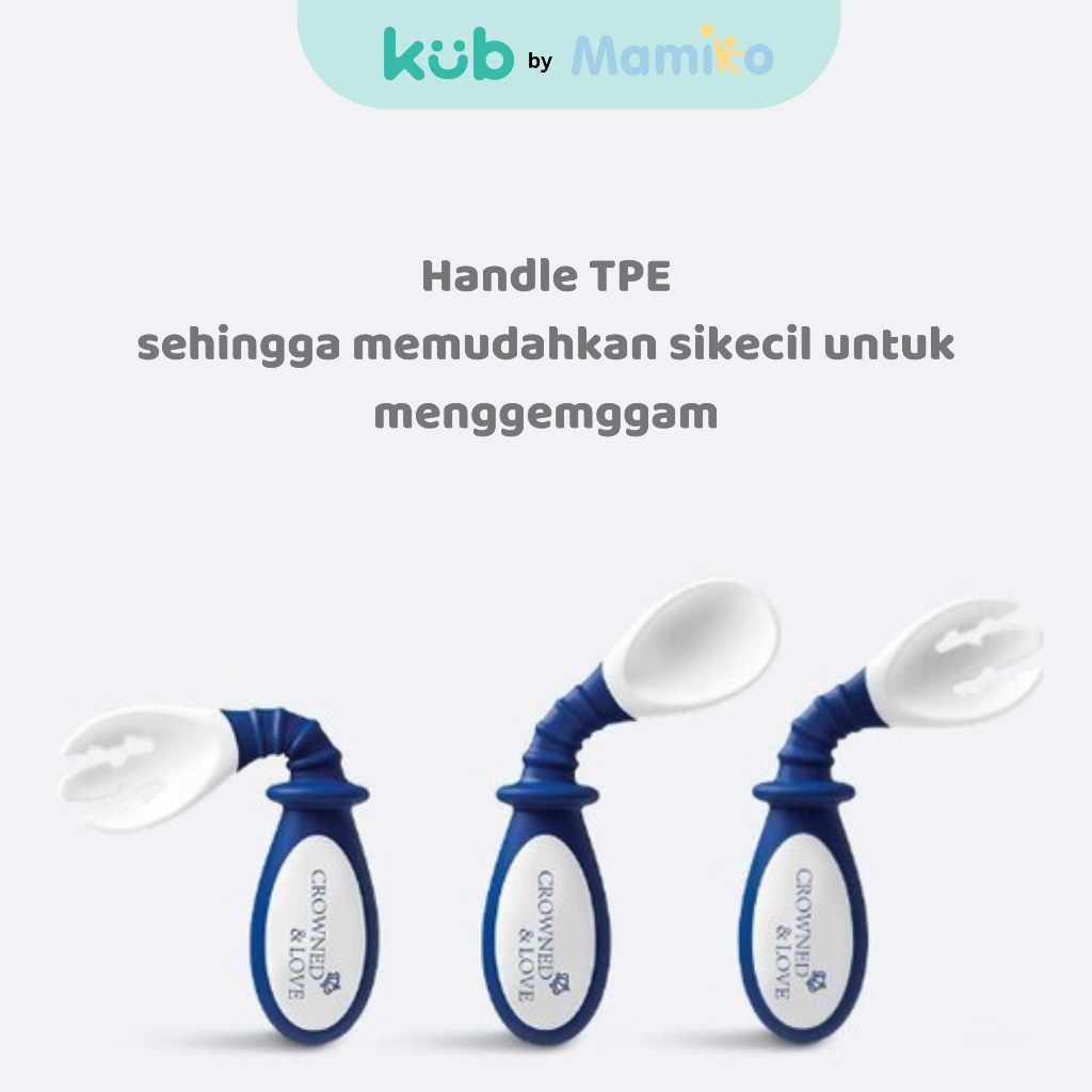 Sendok Garpu Bayi KUB x CL Silikon Fleksibel 3 Warna MPASI Bendable Spoon Foto 4
