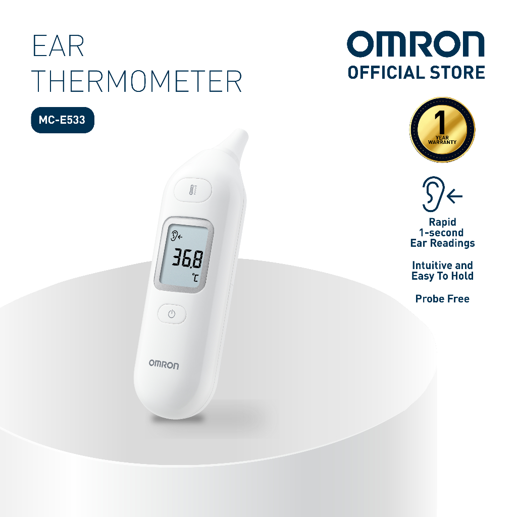Termometer Telinga Infrared Omron MC-E533 Tanpa Probe Cover Cepat 1 Detik