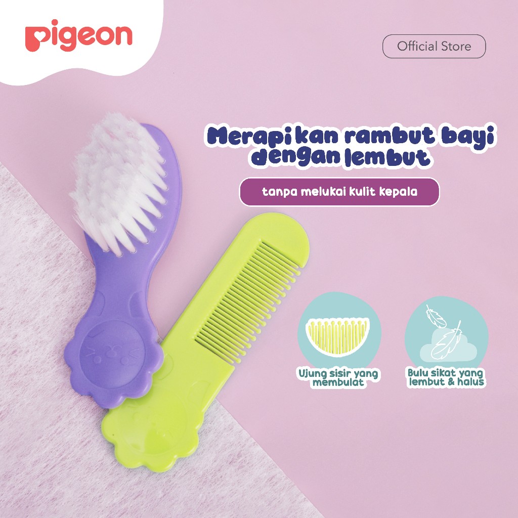 Sisir Sikat & Sisir Bergigi Set Pigeon Baby Comb Hair Brush Rambut Bayi Foto 4