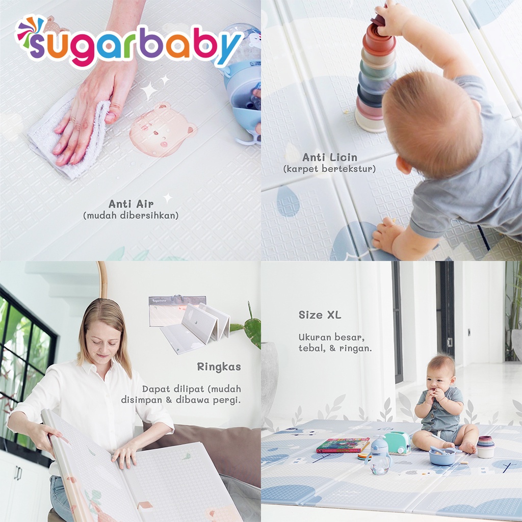 SUGAR BABY Foldable Baby Playmat Nature Series XL Anti Licin Anti Air Matras Bayi Foto 4