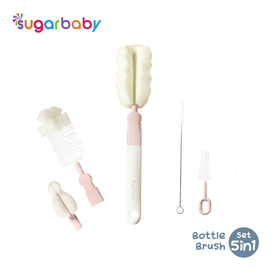 Sugarbaby Bottle Brush Set 5in1 Sikat Botol Susu Bayi Multifungsi dengan Pegangan Lepas Pasang Foto 7