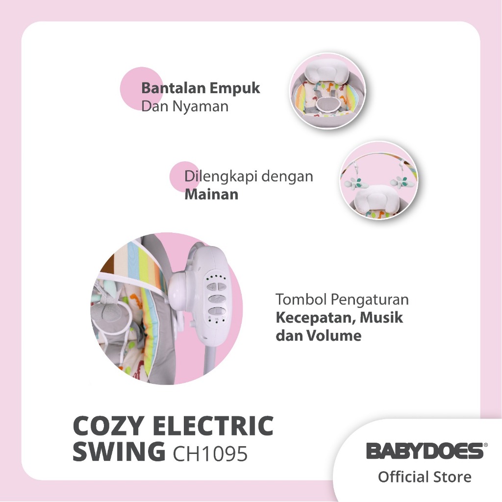 Ayunan Bayi Babydoes BD 1095 COZY Baby Swing 5 Kecepatan Toy Bar & Musik Foto 3