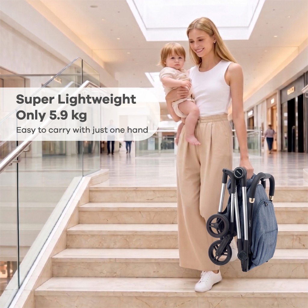 Babydoes Opera Stroller Cabin Size Ringan Dilipat Portable untuk Newborn sampai 22kg Foto 4