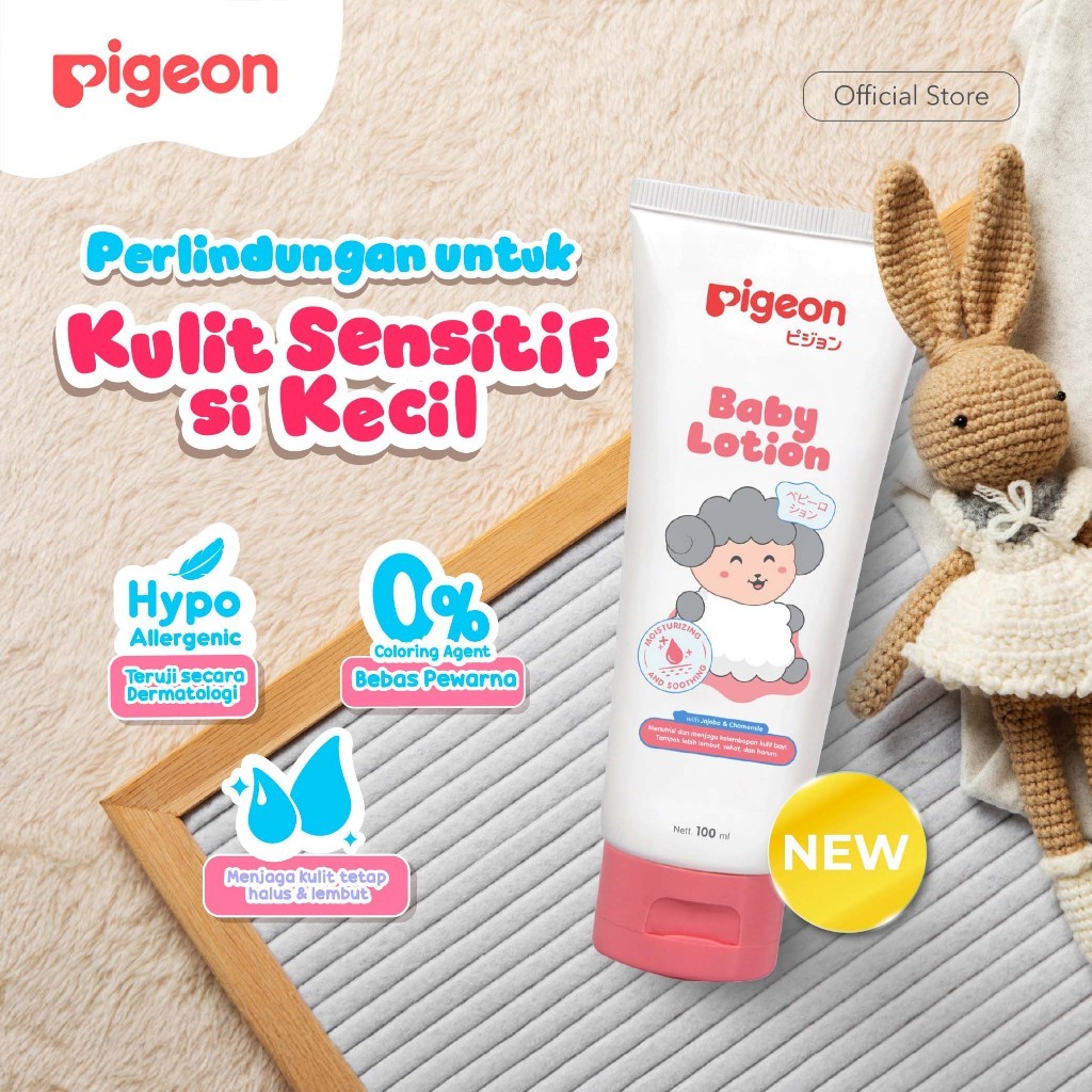 PIGEON Baby Lotion 100 ml Hypoallergenic Tanpa Pewarna untuk Wajah dan Badan Bayi Foto 5
