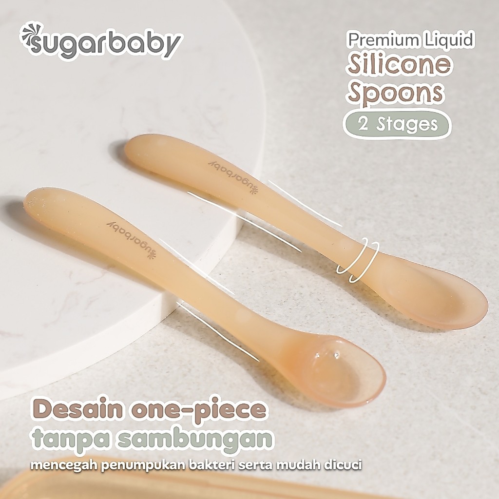 Sendok Belajar Makan Bayi SUGAR BABY Premium Liquid Spoon 2 Stages Silikon Food Grade Foto 4