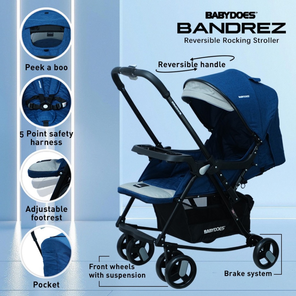 Stroller Bayi Babydoes Bandrez Reversible Handle Rocking Mode Multifungsi Foto 7