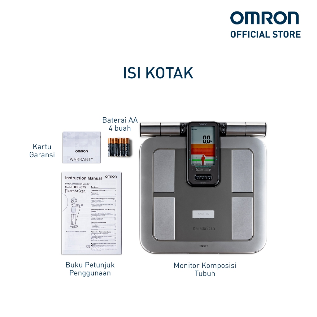 Monitor Komposisi Tubuh OMRON Karada Scan HBF-375 Full Body Sensing 8 Sensor Foto 6