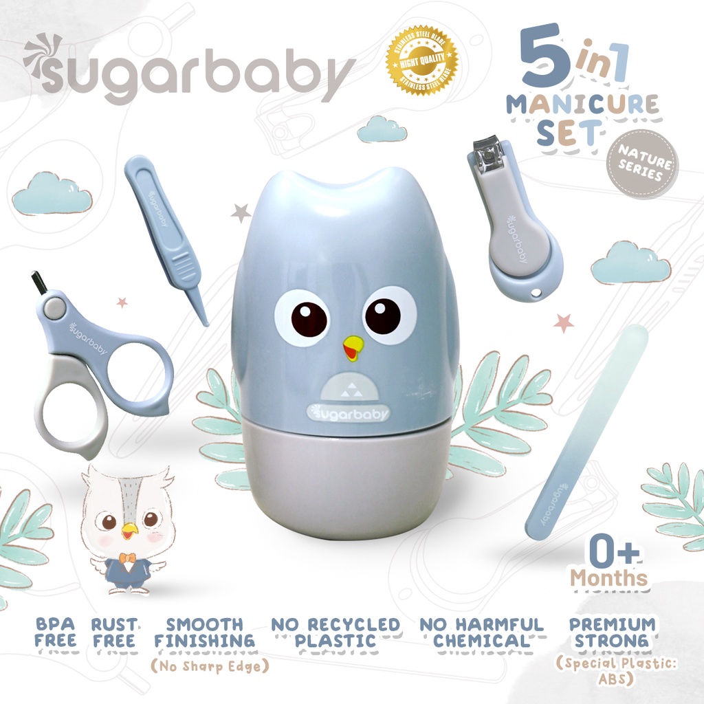 SUGAR BABY Manicure Set Nature Series 5in1 Alat Perawatan Kuku Bayi Stainless Steel Foto 3