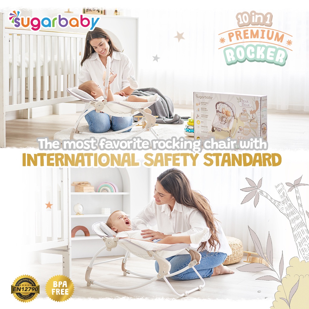 Ayunan Bayi Sugarbaby 10in1 Premium Rocker Bouncer Kursi Goyang Manual Foto 4