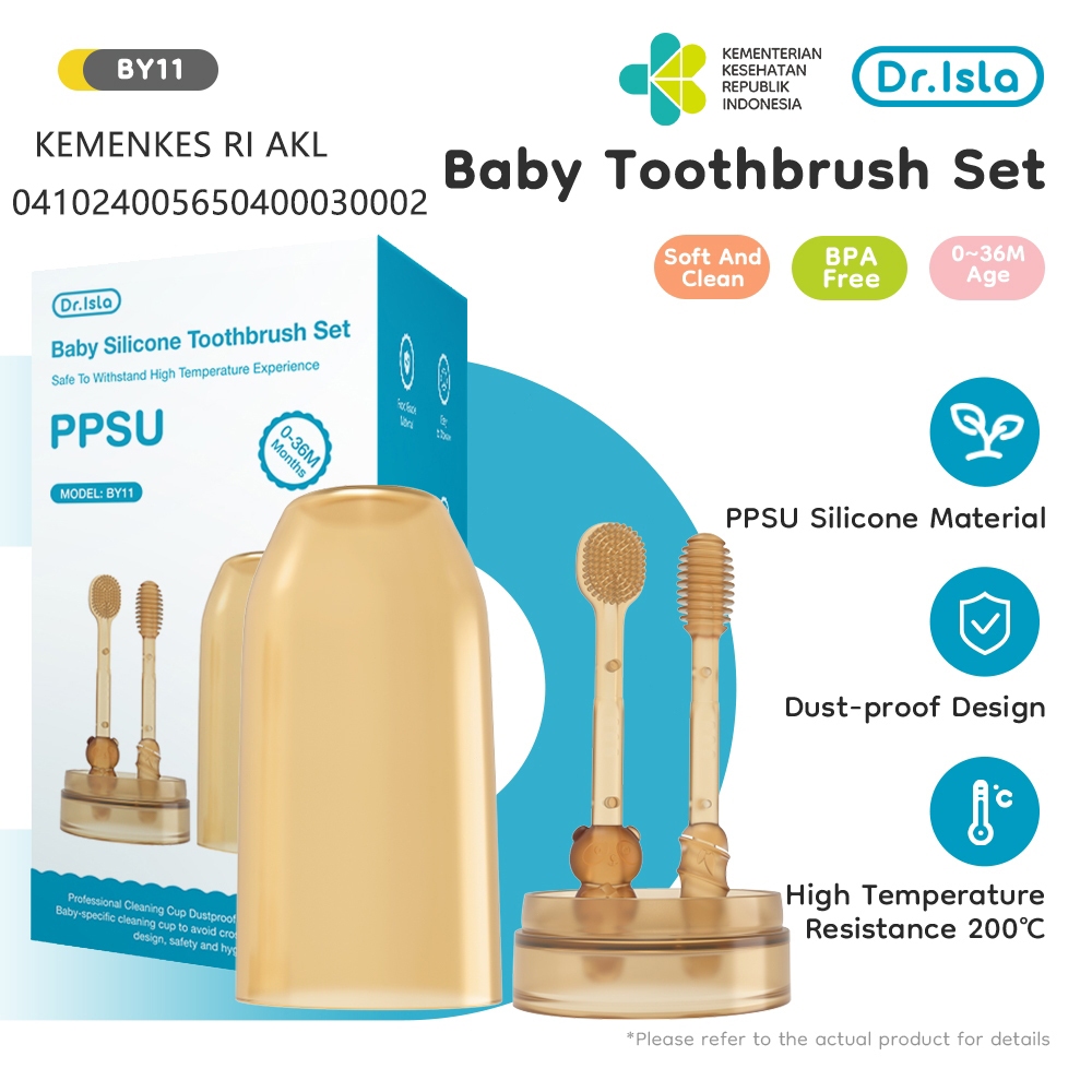 Dr.isla Pembersih Lidah Bayi Silikon BY11 Nano Brown 9 Lapis BPA Free untuk Newborn