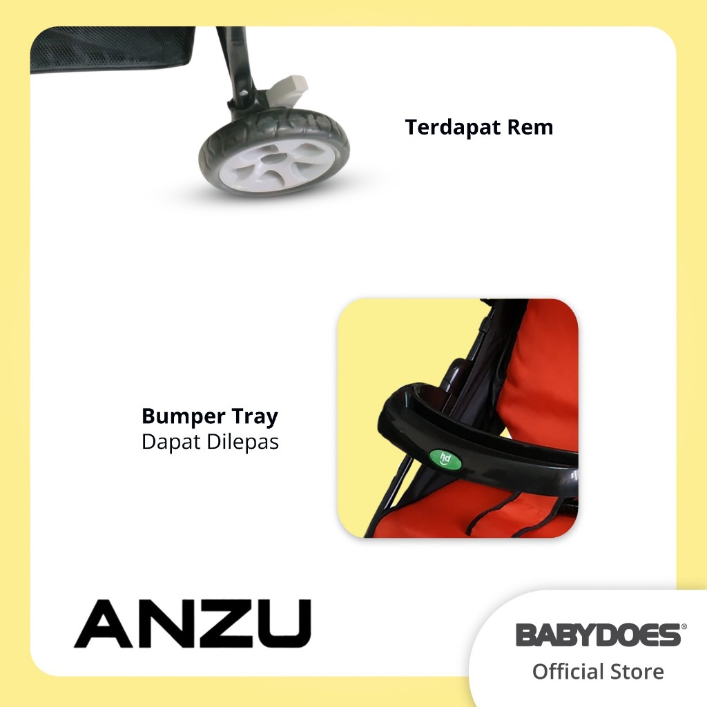Babydoes ANZU Stroller 3 Roda Ringan untuk Bayi 0-36 Bulan Kapasitas 15 kg Foto 4