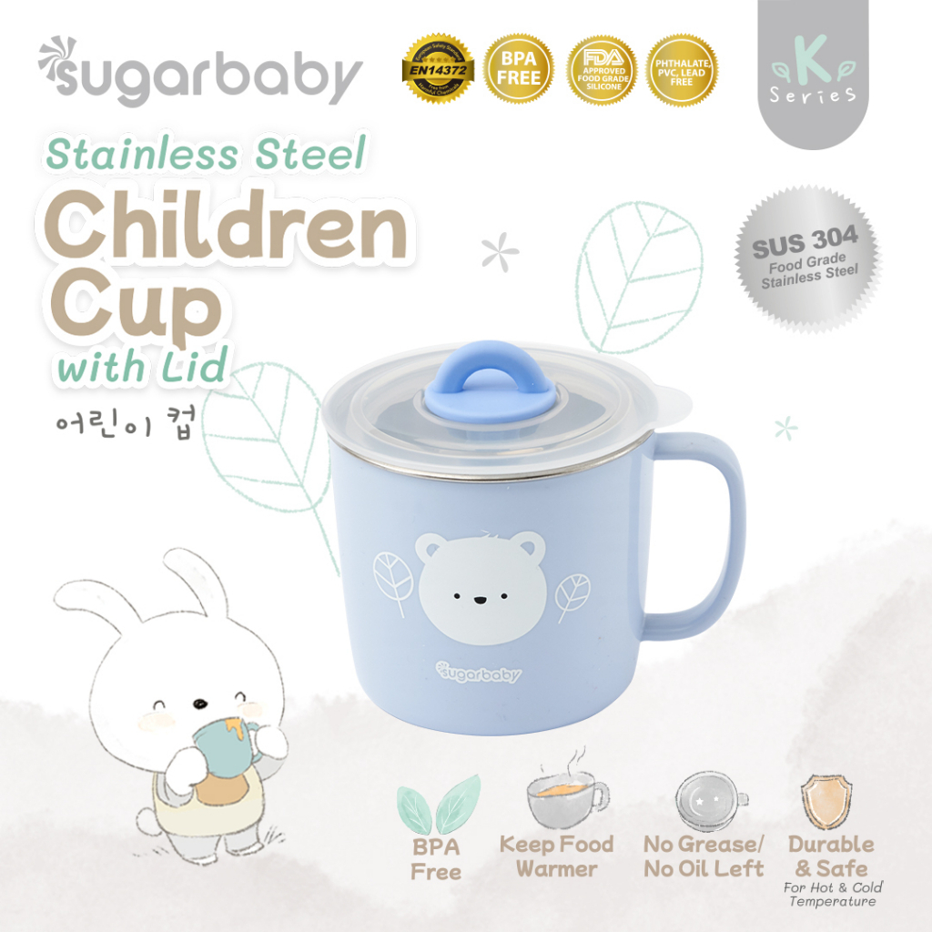 Sugar Baby Gelas Minum Anak Stainless Steel dengan Tutup 210ml SUS 304 Food Grade Foto 6