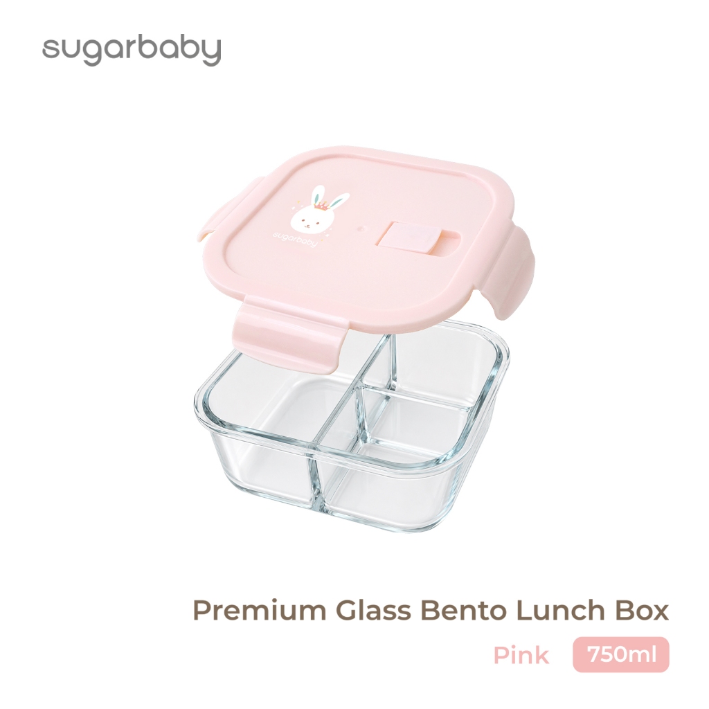 Sugarbaby Premium Glass Bento Lunch Box Borosilicate 750ml 3 Kompartemen Leak Proof BPA Free Foto 7