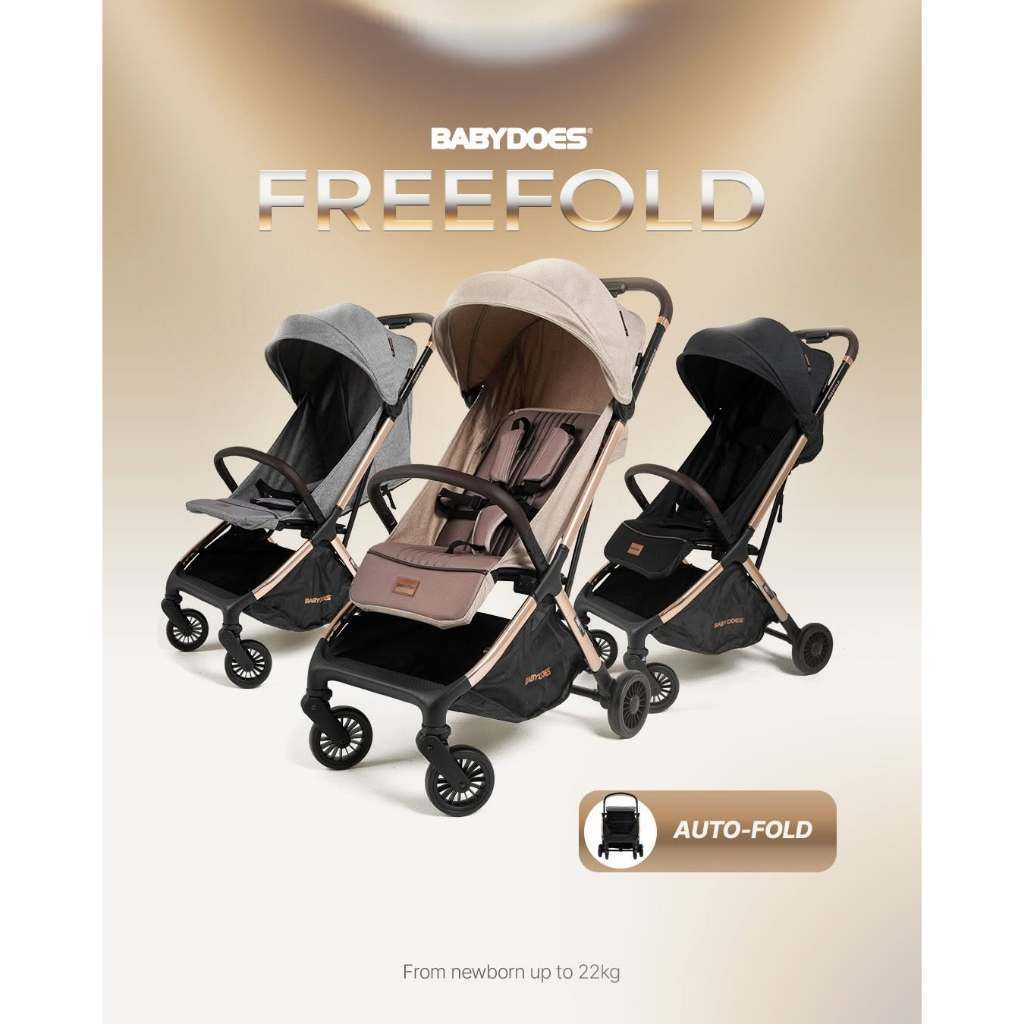 Babydoes Freefold Stroller Auto-Fold Portable Kompak untuk Bayi Baru Lahir sampai 22kg Foto 2