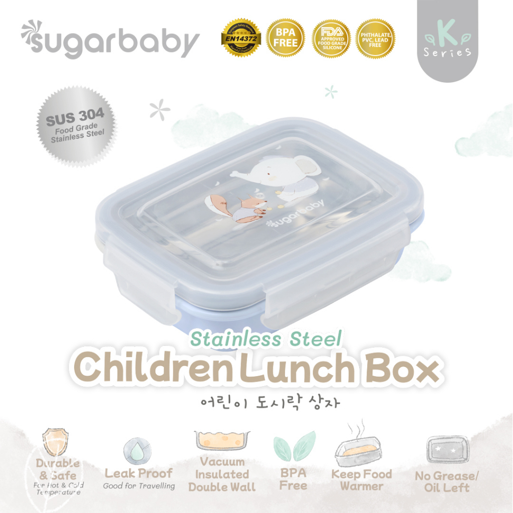 Kotak Makan Anak SUGAR BABY Stainless Steel SUS 304 Double Layer 320 ml Nature Foto 6