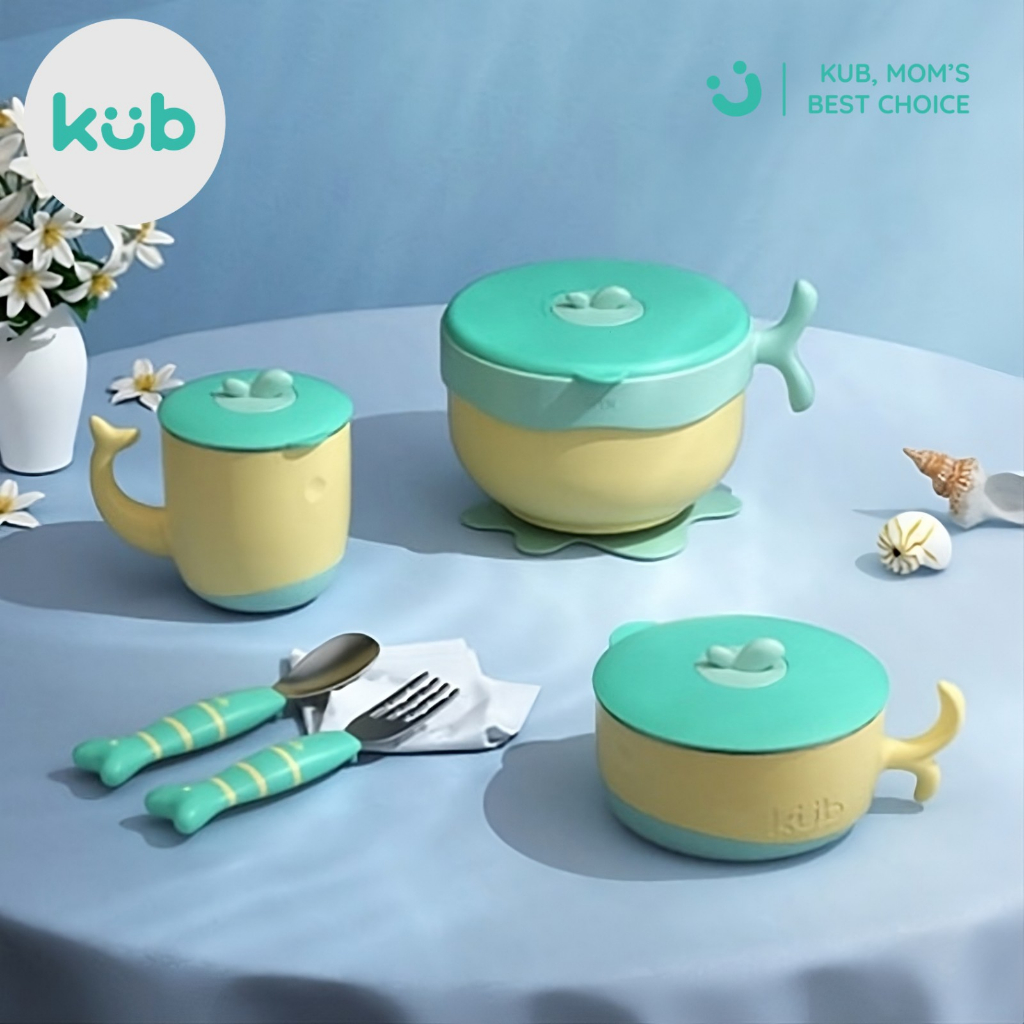 Set Peralatan Makan Anak KUB Whale Type 5pcs Stainless Steel 316L Food Grade BPA Foto 7