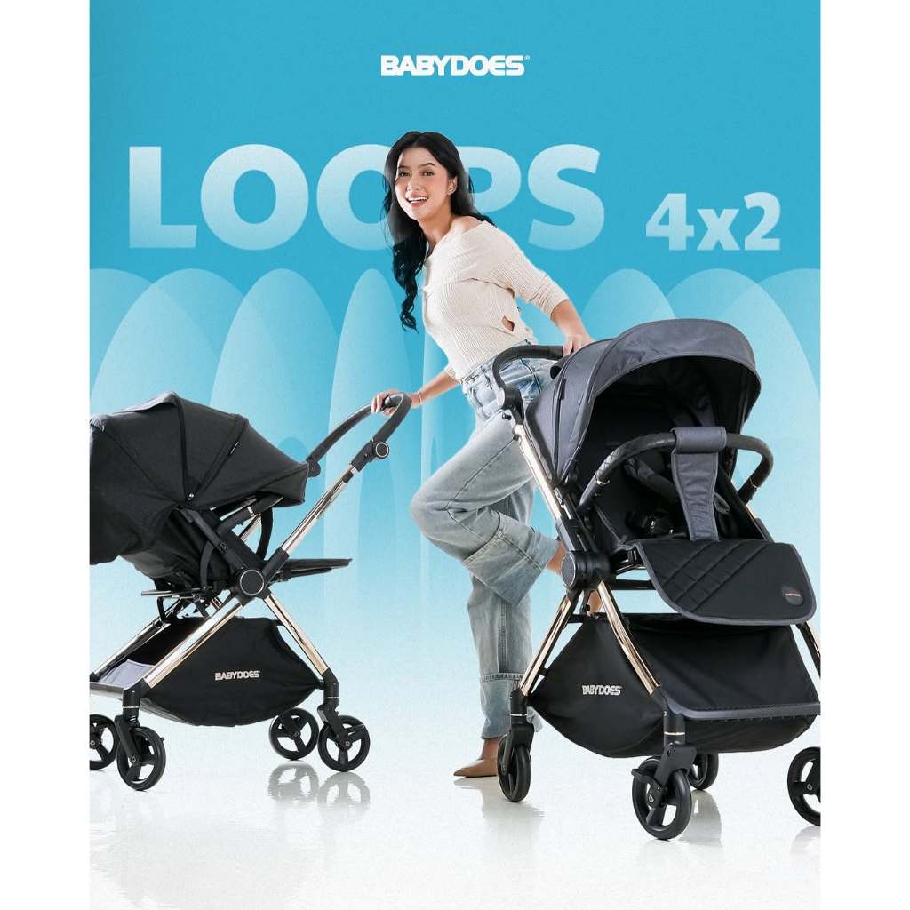 Babydoes Loops 4x2 Stroller Bayi Reversible Handle 2 Arah Suspensi Semua Roda Foto 2