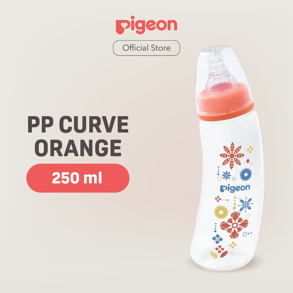 PIGEON Botol Susu PP Curve 250ml Anti Kolik dengan Dot Peristaltic Slim Neck Size Foto 4