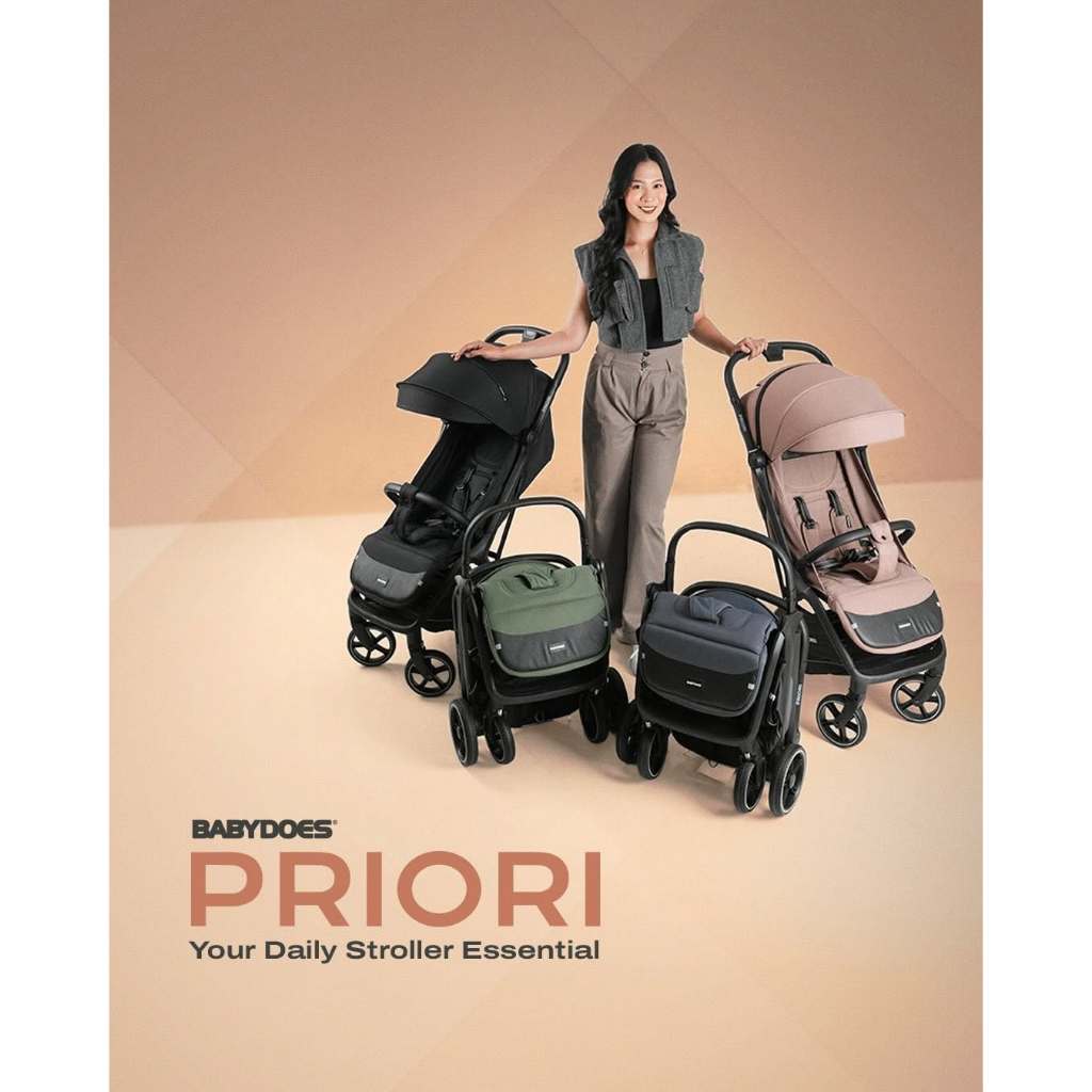 Stroller Bayi Babydoes Priori Auto-Fold Compact Travel Ringan 8kg Newborn - 22kg Foto 2