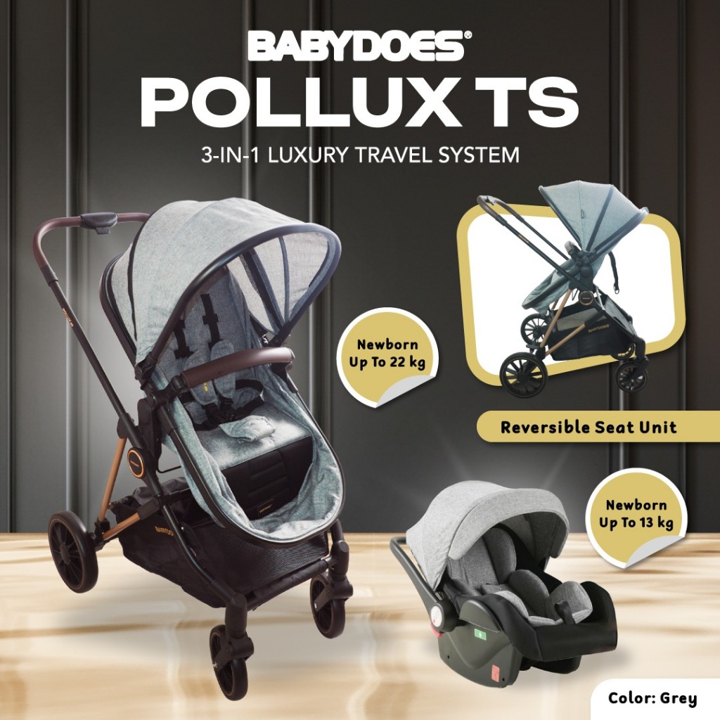 Stroller Bayi Babydoes Pollux TS 3 in 1 Reversible dengan Infant Carrier Car Seat Foto 6