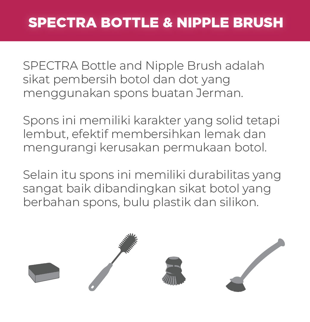 Sikat Botol Susu Spectra Vanilla 2 Pcs Original untuk Pembersih Botol Bayi Foto 6