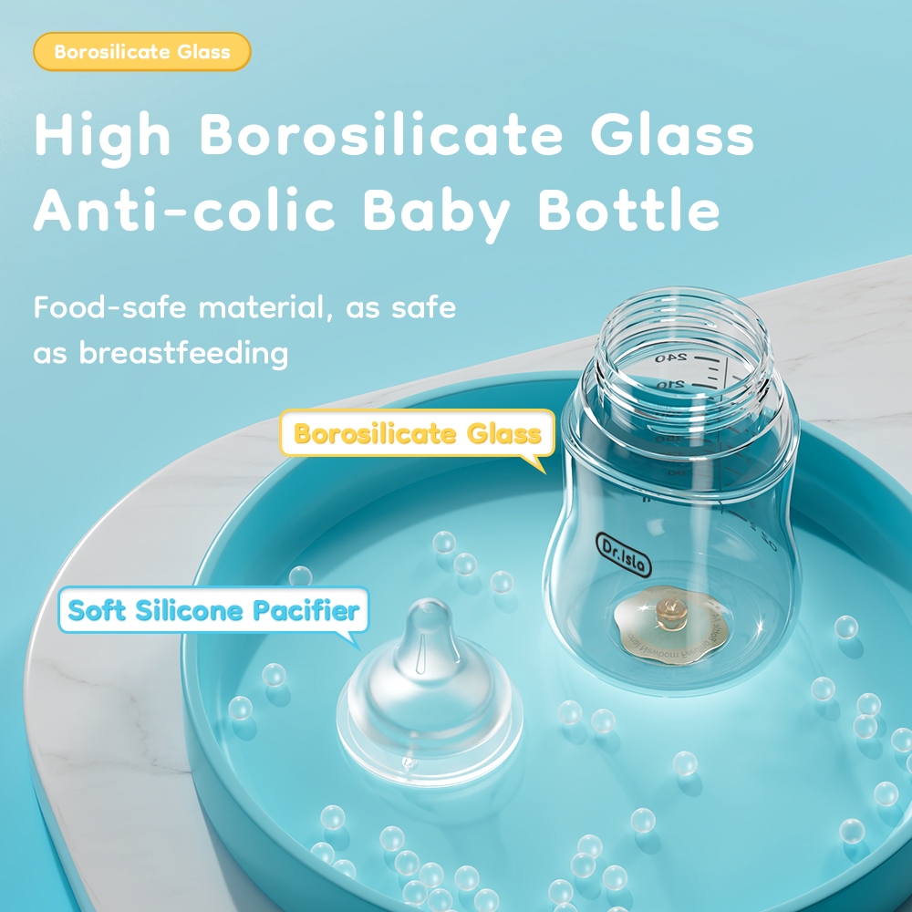 Dr.Isla Botol Susu Bayi GB61 Kaca Borosilikat Anti Kembung Dot Silikon Cair Foto 4