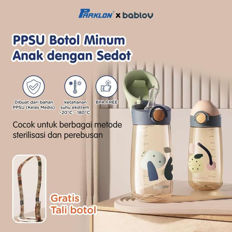 Botol Minum Anak Mamiko Bablov PPSU 480ml dengan Sedotan 2 Mode Tahan Bocor Foto 4