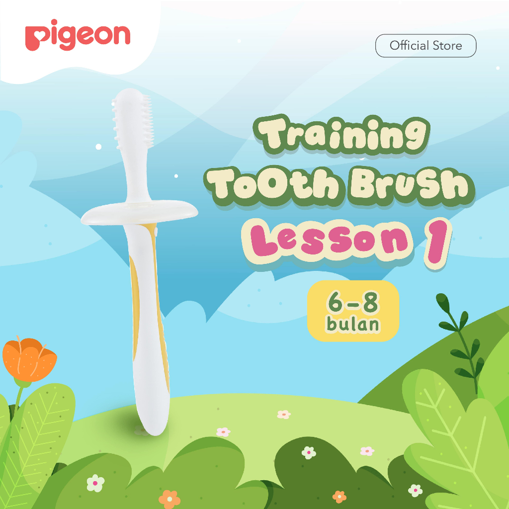 Pigeon Training Toothbrush Lesson Set 1-4 Sikat Gigi Bayi Tahap Pertama Foto 5