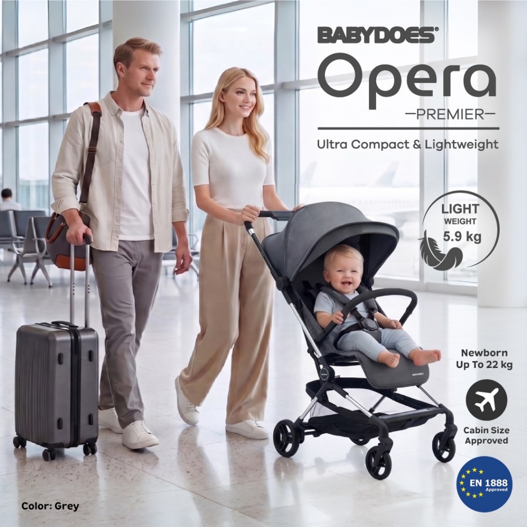 Babydoes Opera Stroller Cabin Size Ringan Dilipat Portable untuk Newborn sampai 22kg Foto 7
