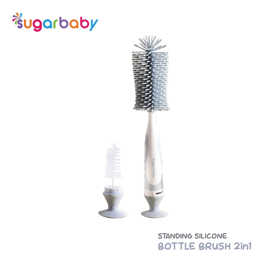 Sugarbaby Standing Silicone Bottle Brush 2in1 + Nipple Brush BPA Free Pembersih Botol Bayi Foto 5