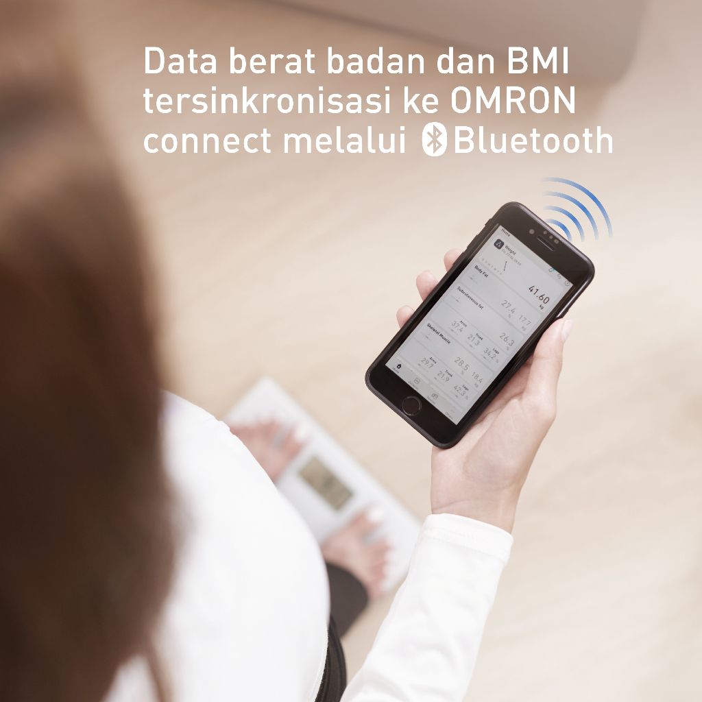 Timbangan Badan Digital OMRON HN-300T2 Bluetooth BMI Layar LCD Backlight 150kg Foto 4