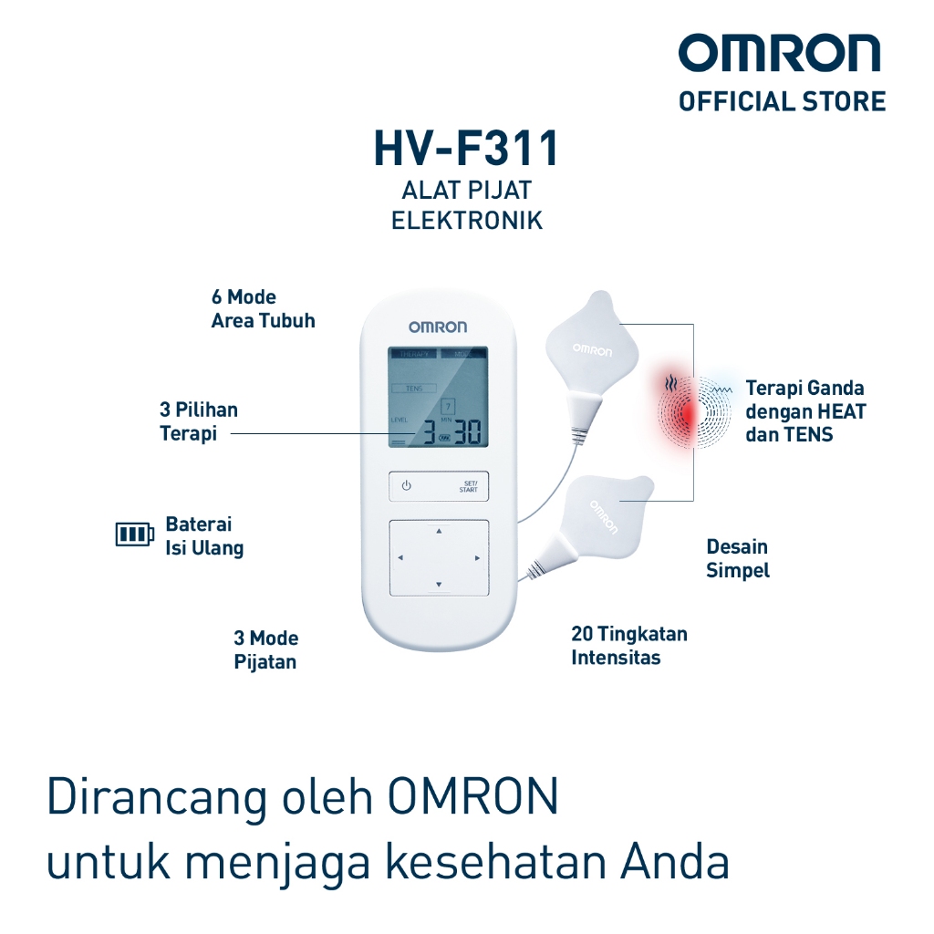 Alat Pijat Elektrik OMRON HV-F311 TENS Pulse Massager dengan Terapi Panas Foto 2