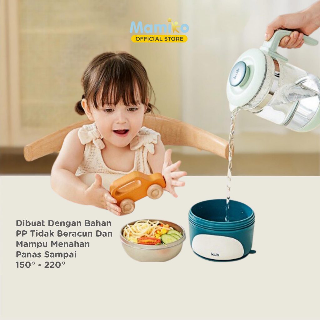 Mangkok Stainless Steel Anak KUB Penguin Insulated Bowl 350ml Food Grade 316 Tahan Panas Foto 5