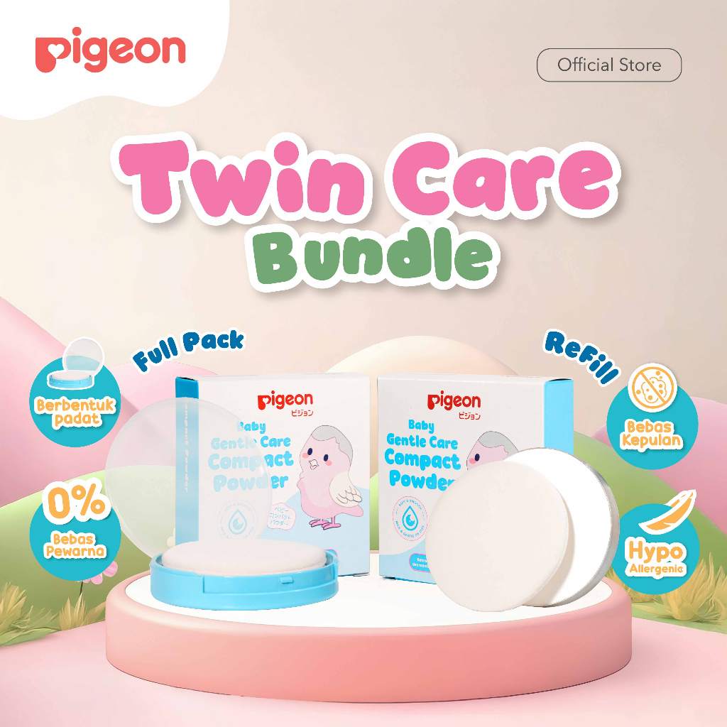 Pigeon Baby Compact Powder Chamomile 45gr dengan Refill Bedak Padat Bayi Anti Alergi