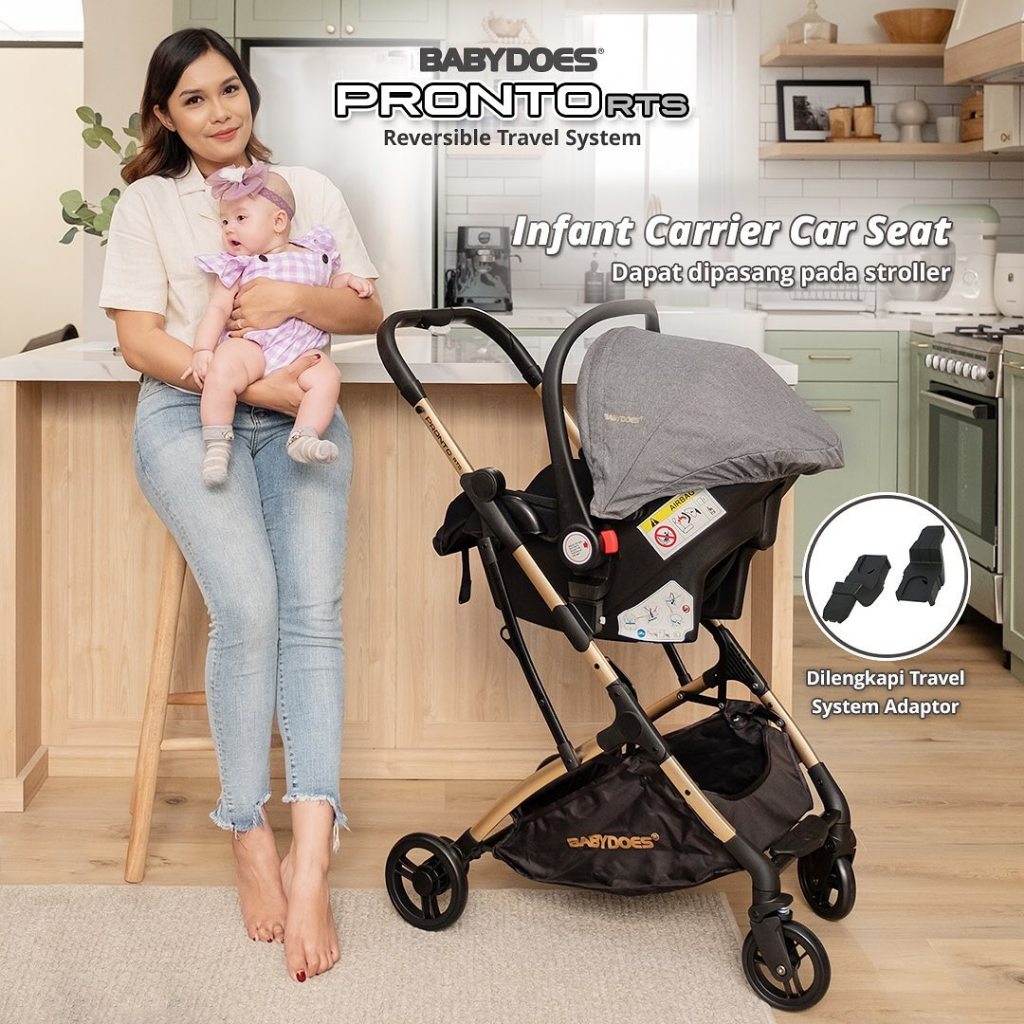 Babydoes Pronto RTS Stroller Travel System 4 in 1 dengan Infant Carrier & Reversible Foto 4