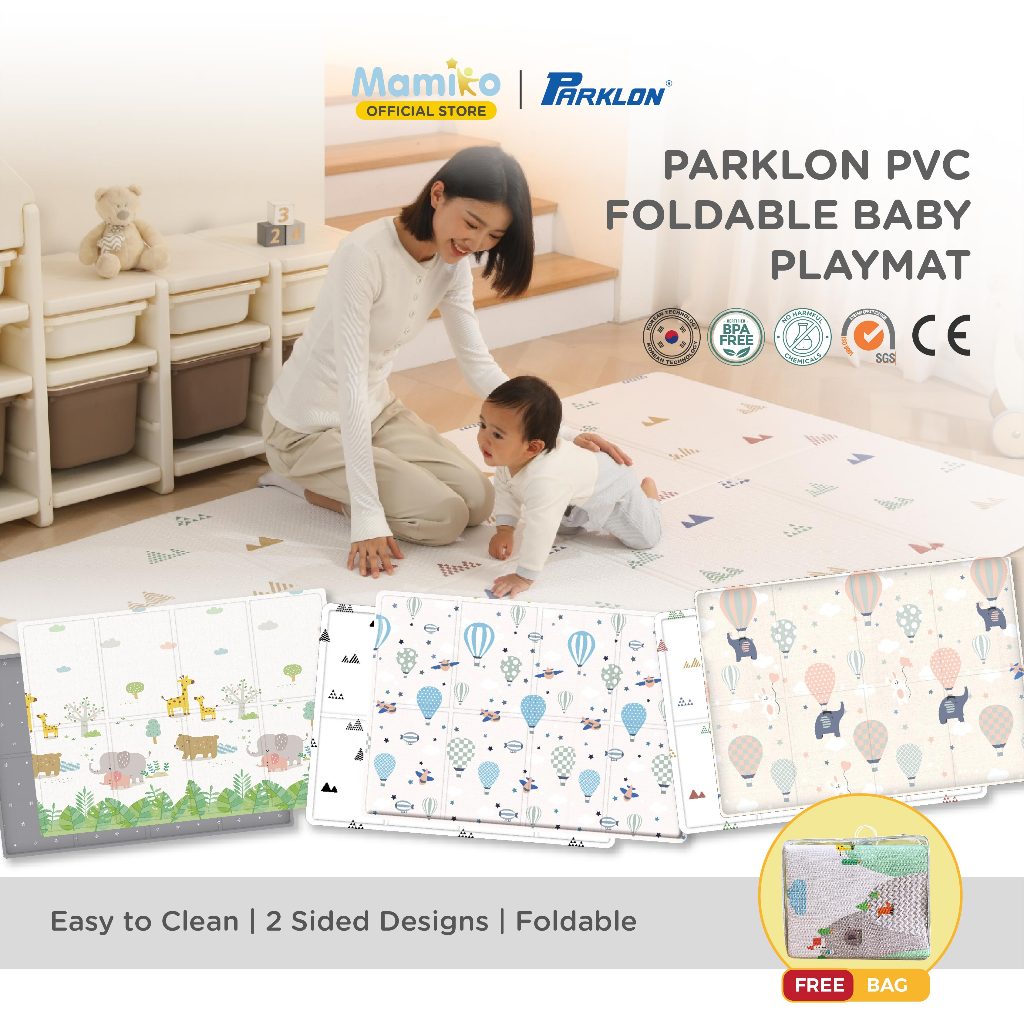 Playmat PVC Lipat Mamiko X Parklon 130x190/140x230 cm Double Side Portable Bag Foto 2