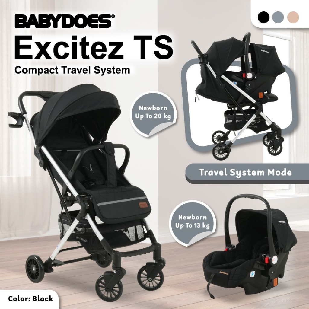 Stroller Bayi Babydoes Excites TS Travel System Dilipat Ringan dengan Infant Carrier Foto 6