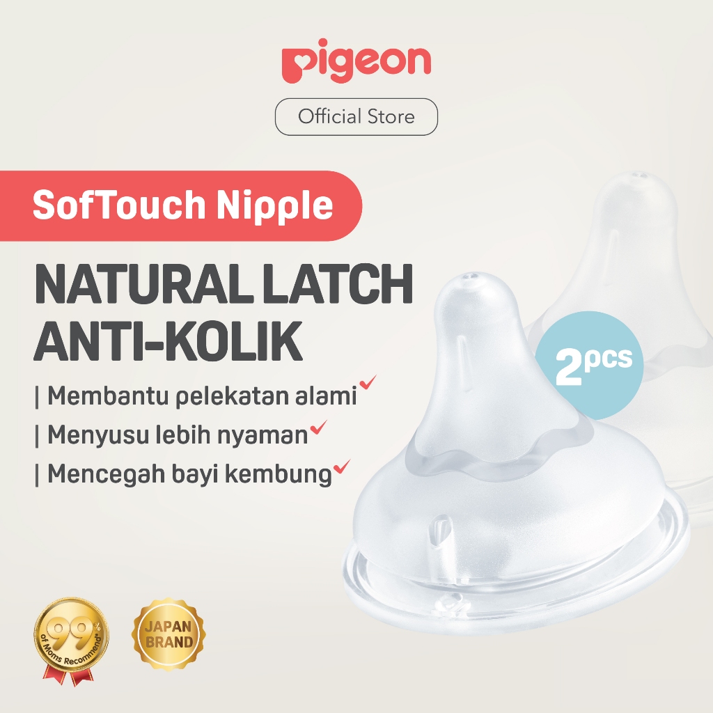 Pigeon Softouch Nipple Wide Neck Dot Botol Susu 2pcs Box Original Anti Kolik AVS