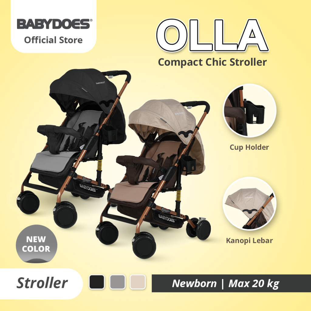 Stroller Babydoes OLLA New Hola Compact Lipat Mudah Bumper Lepas Kapasitas 20kg Foto 3